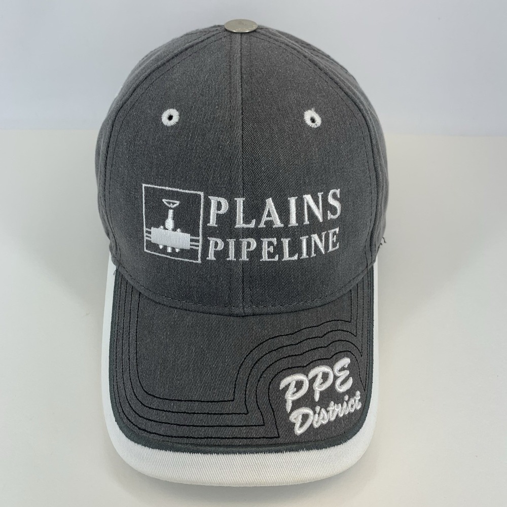 Plains Pipeline Hat PPE District Gray White Adjustable OSFA Baseball Cap